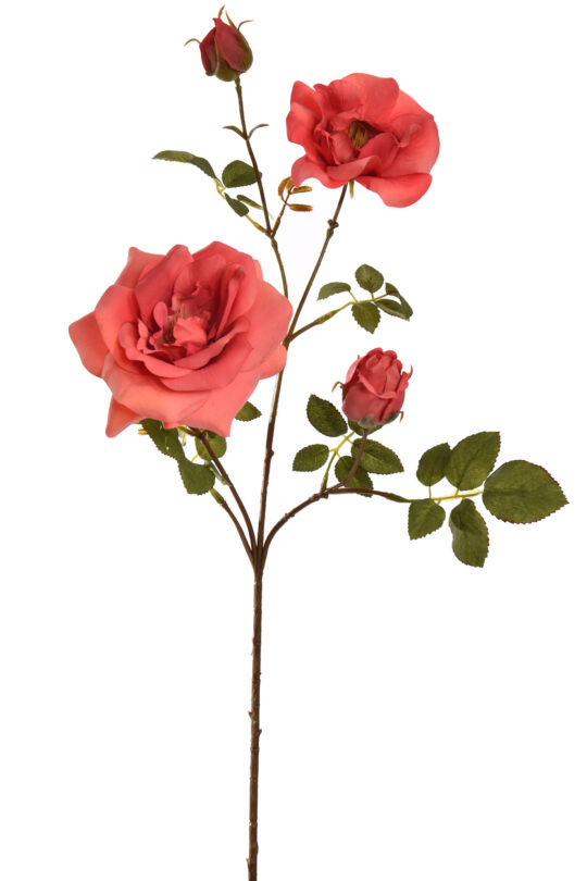 Kunstbloem open Roos - Koraal - 65 cm
