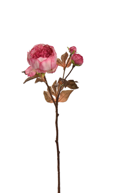 Kunstbloem Pioen - Donker Roze - 65 cm