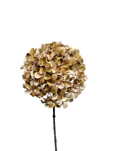 Kunstbloem Hortensia Groen/Bruin - 67 cm