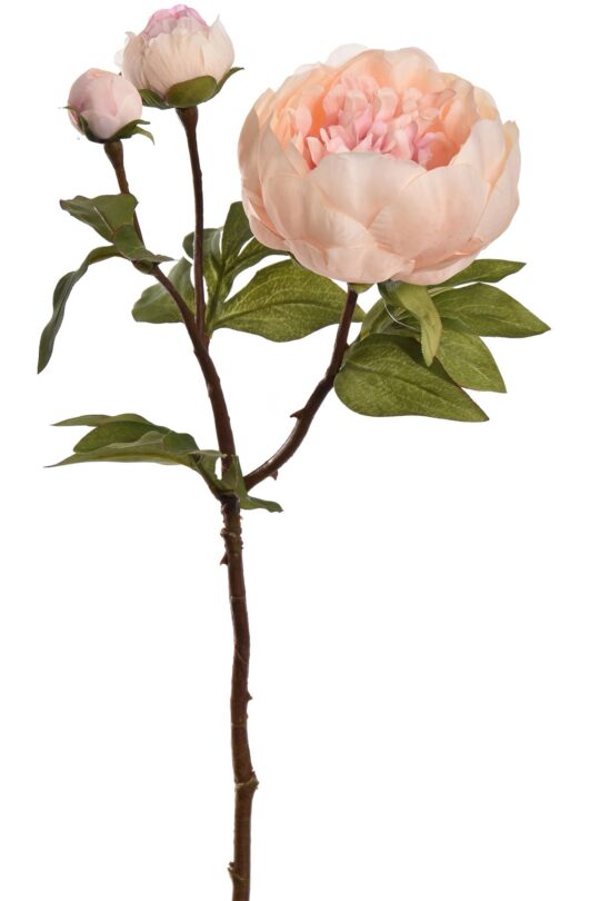 Kunstbloem Pioen roos - Perzik - 48 cm