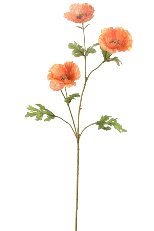 Kunstbloem Poppy x 3 - Oranje - 72 cm